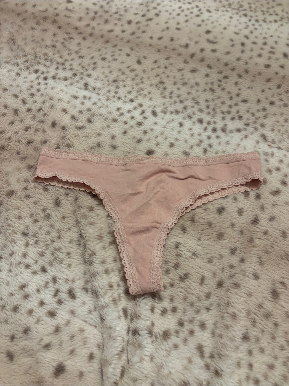 H&M Blush Lace-Trim Cotton Thong